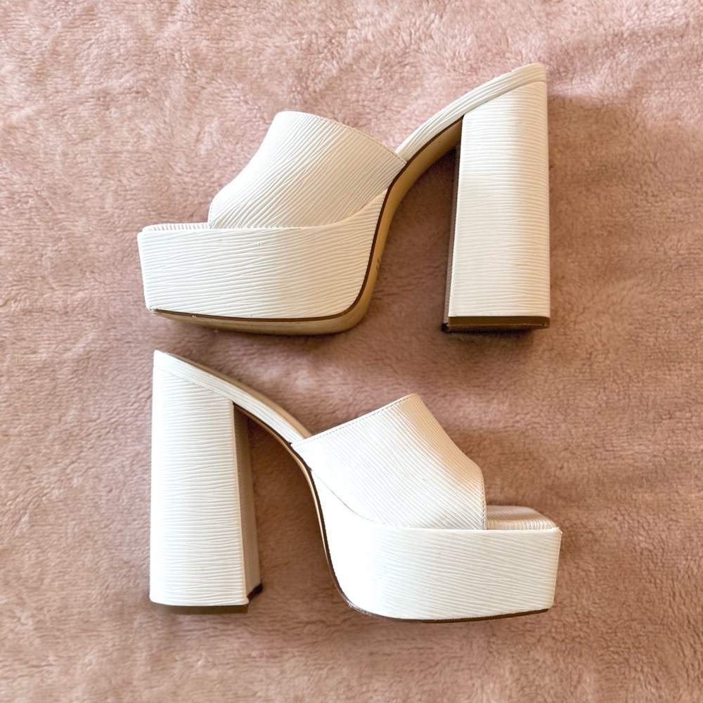 Chunky White Platform Heels